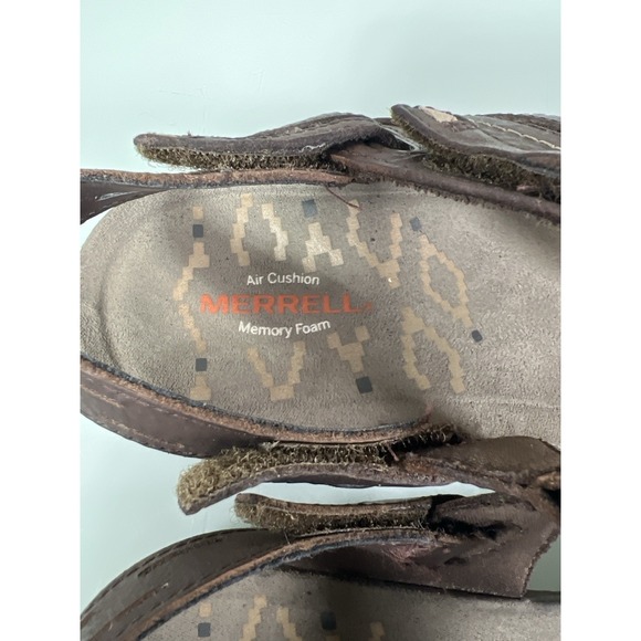Merrell Sandals Women's Sz 10 Brown Leather Hiking Air Cushion Memory Foam - Picture 6 of 11